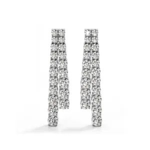 2.50 ctw. Graduated Round Diamond Two Row Drop Earrings