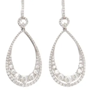 2.71ct 18k White Gold Rose Cut Diamond Earrings