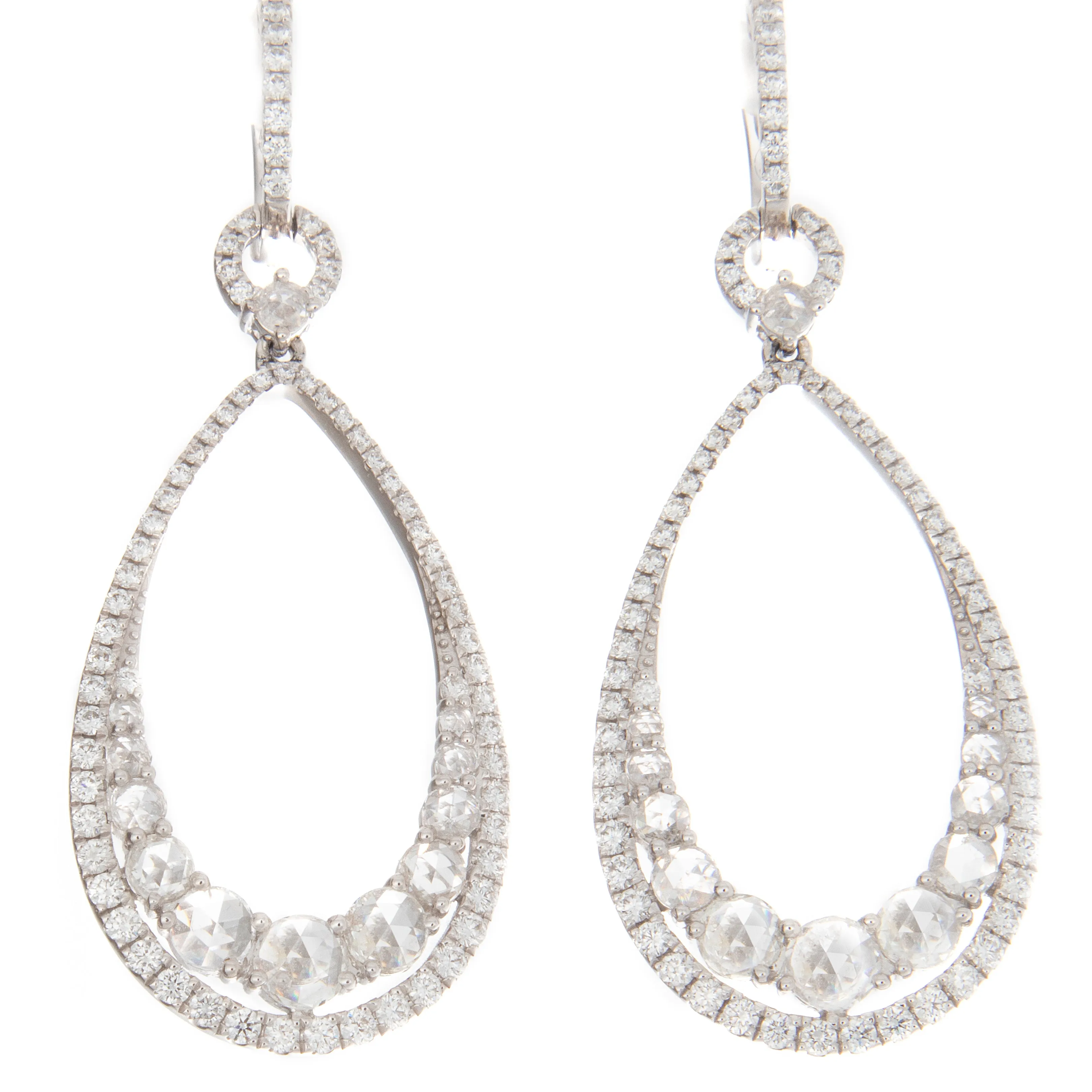 2.71ct 18k White Gold Rose Cut Diamond Earrings