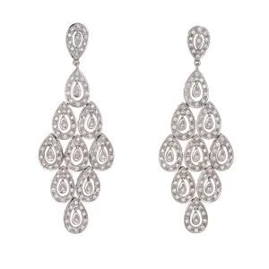 2ct Diamond Chandelier Earrings Estate 14k White Gold 2 1/4" Drops Fine Jewelry