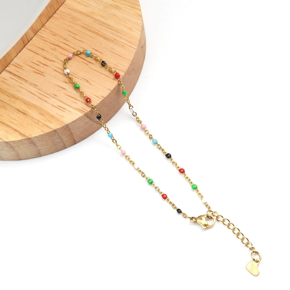 304 Stainless Steel Enamel Anklet Gold Color For Women