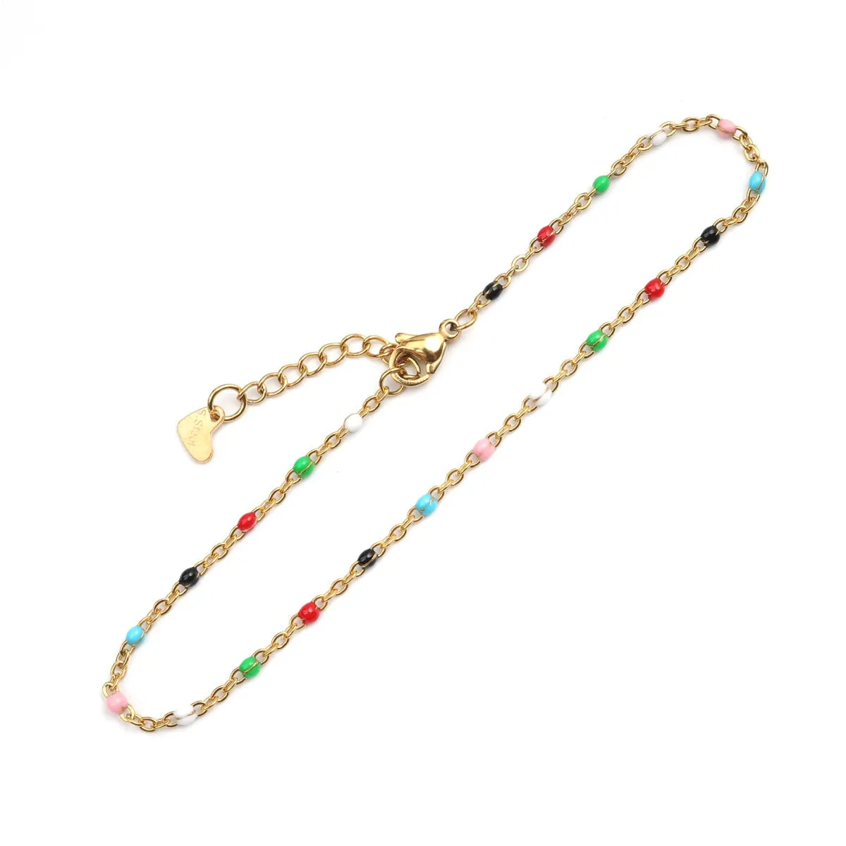 304 Stainless Steel Enamel Anklet Gold Color For Women