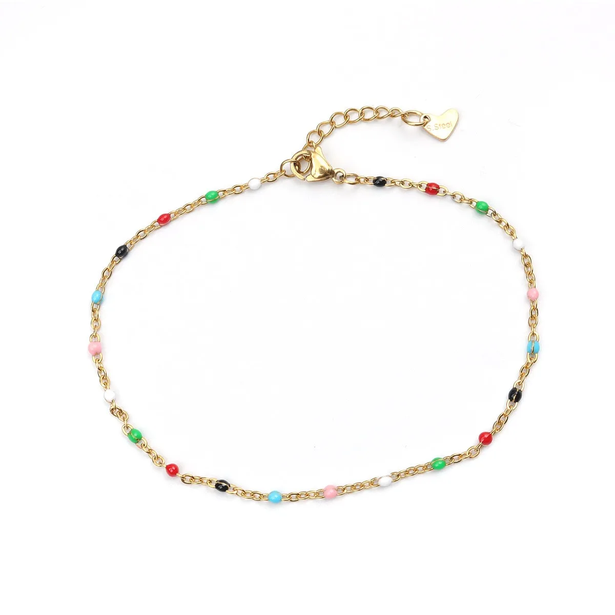 304 Stainless Steel Enamel Anklet Gold Color For Women