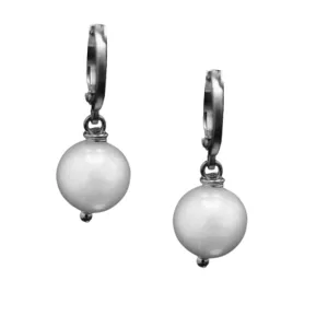 360-01-S | SILVER HUGGIE w/12MM ROUND PEARL DROP