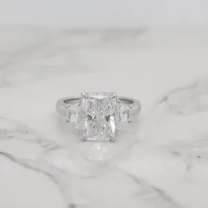 3ct Radiant 3 Stone Trapezoids Engagement Ring