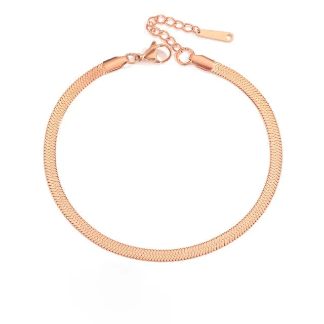 4mm 316L Stainless-Steel Snake Chain Anklet Bracelet for Women