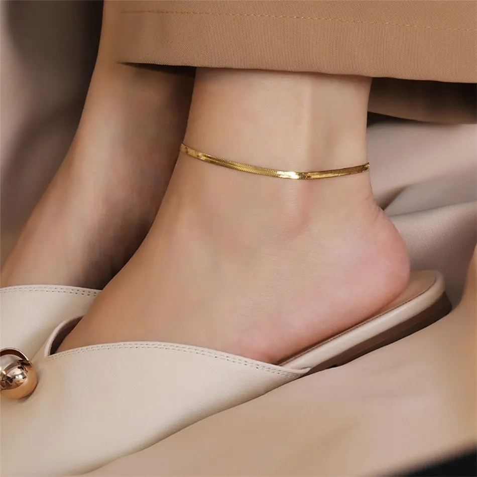 4mm 316L Stainless-Steel Snake Chain Anklet Bracelet for Women