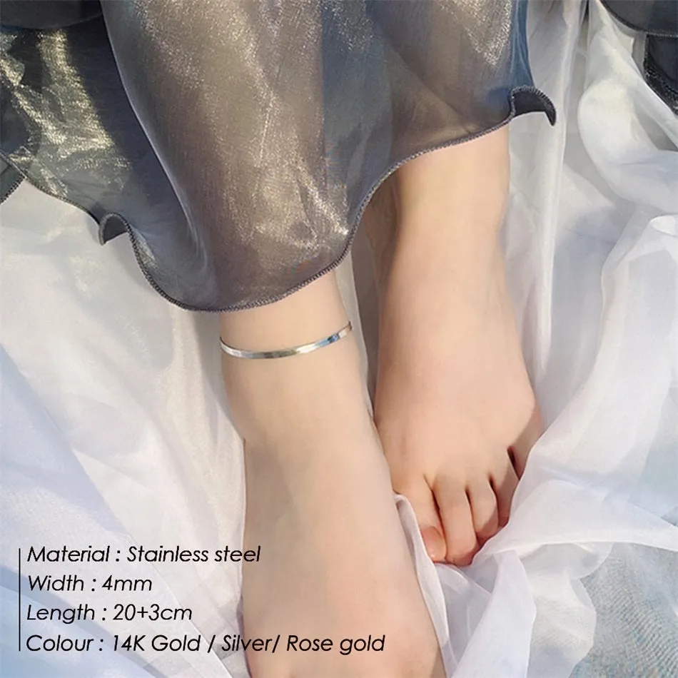 4mm 316L Stainless-Steel Snake Chain Anklet Bracelet for Women