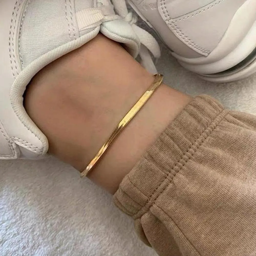 4mm 316L Stainless-Steel Snake Chain Anklet Bracelet for Women