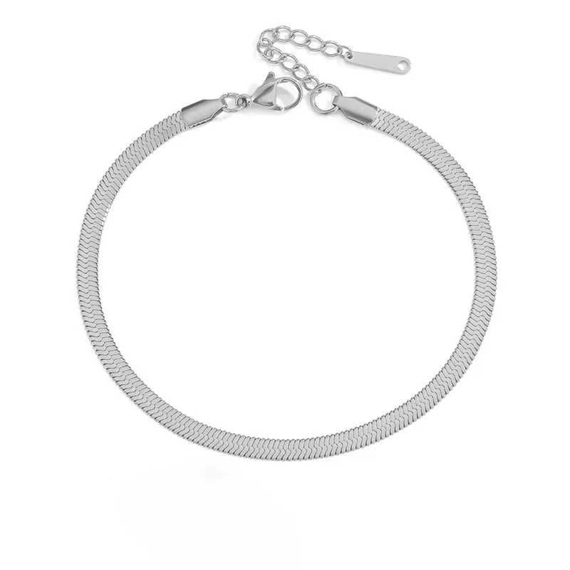 4mm 316L Stainless-Steel Snake Chain Anklet Bracelet for Women