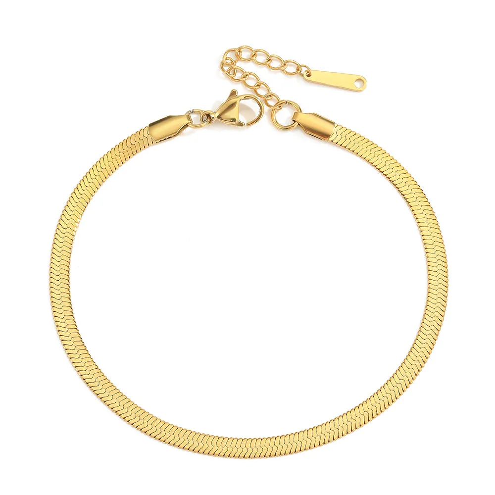 4mm 316L Stainless-Steel Snake Chain Anklet Bracelet for Women