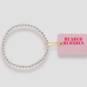 4mm Silver Beaded Bracelet: Standard 6.75 inch