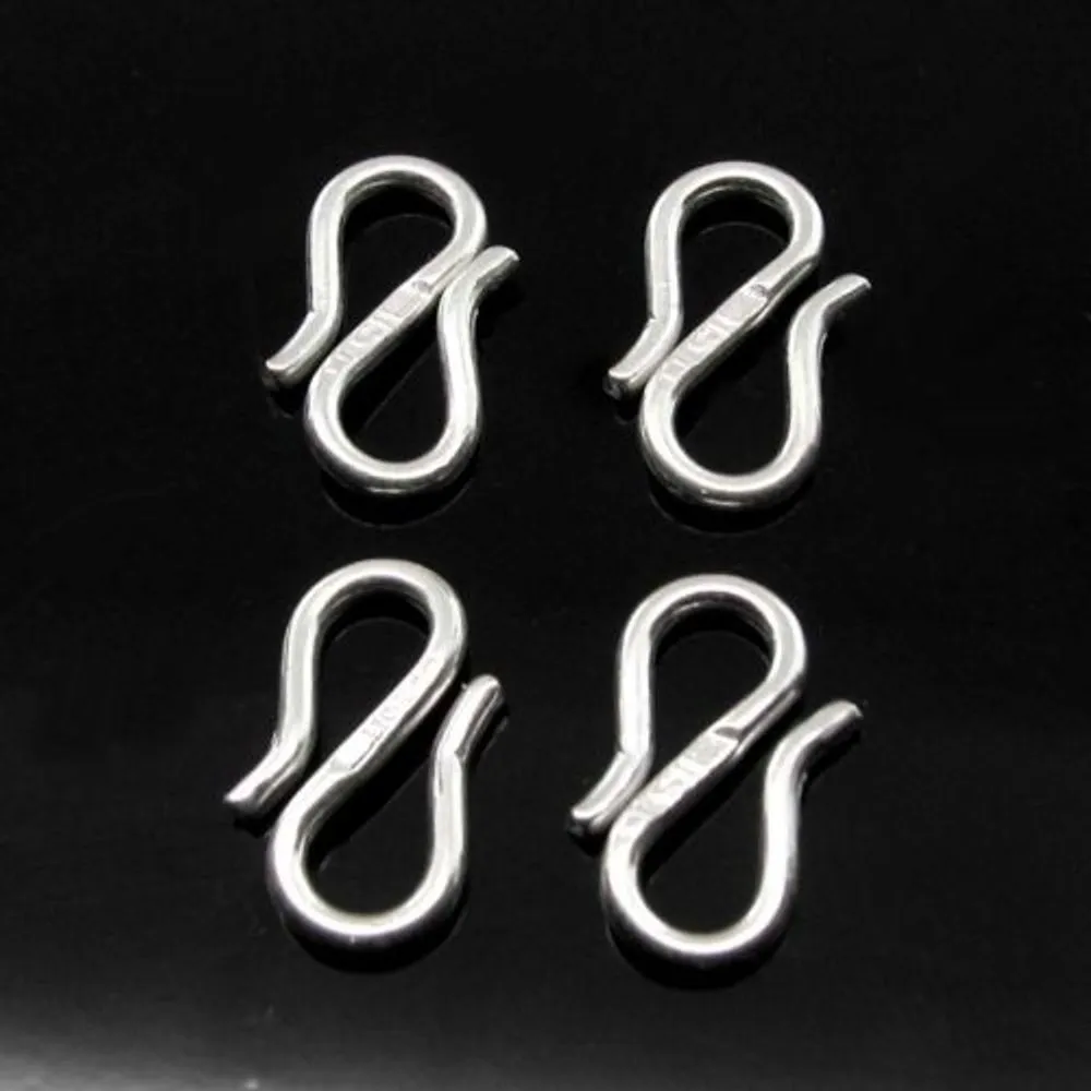 4pc lot Silver S hooks for chain and necklace
