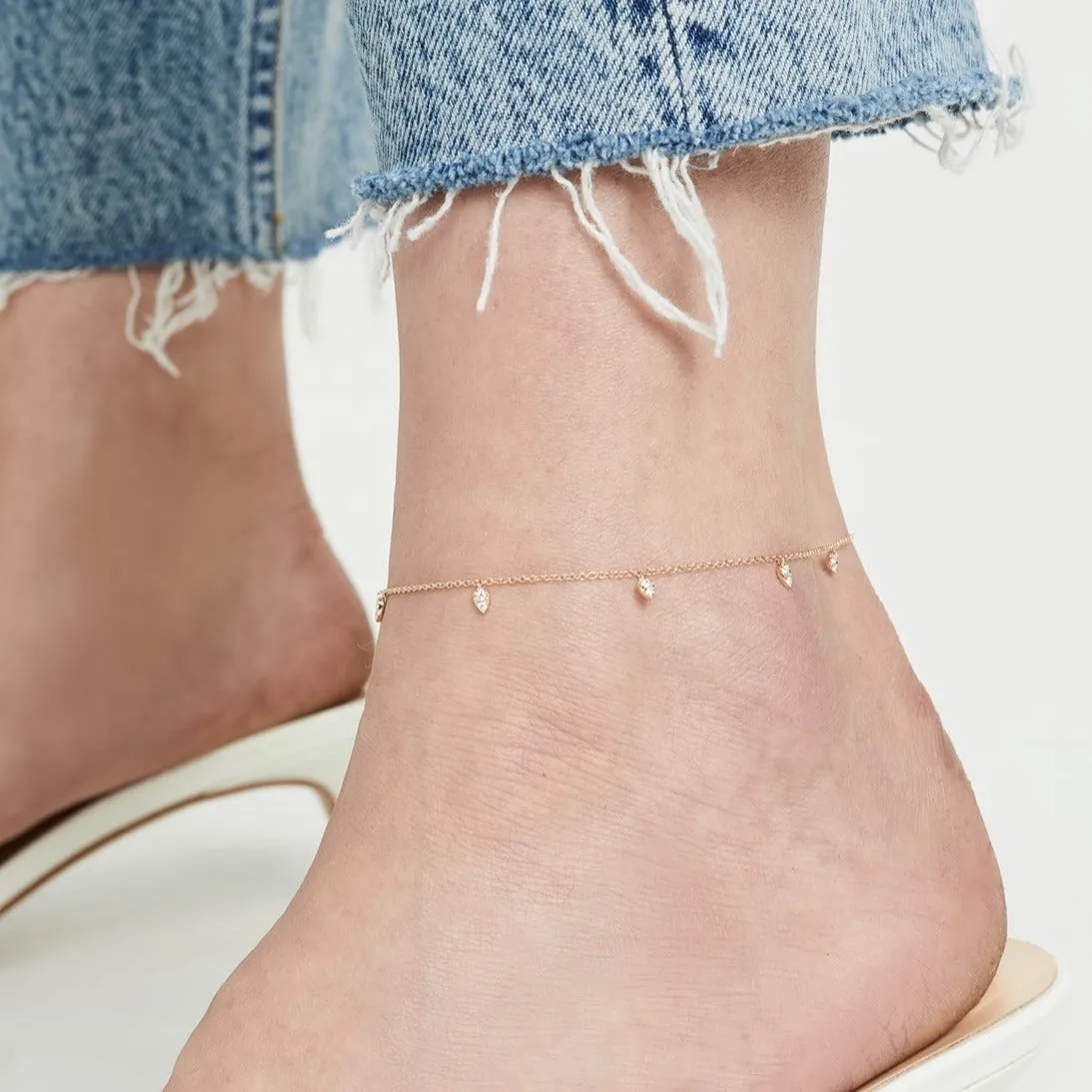 5 Diamond Mini Teardrop Chain Anklet