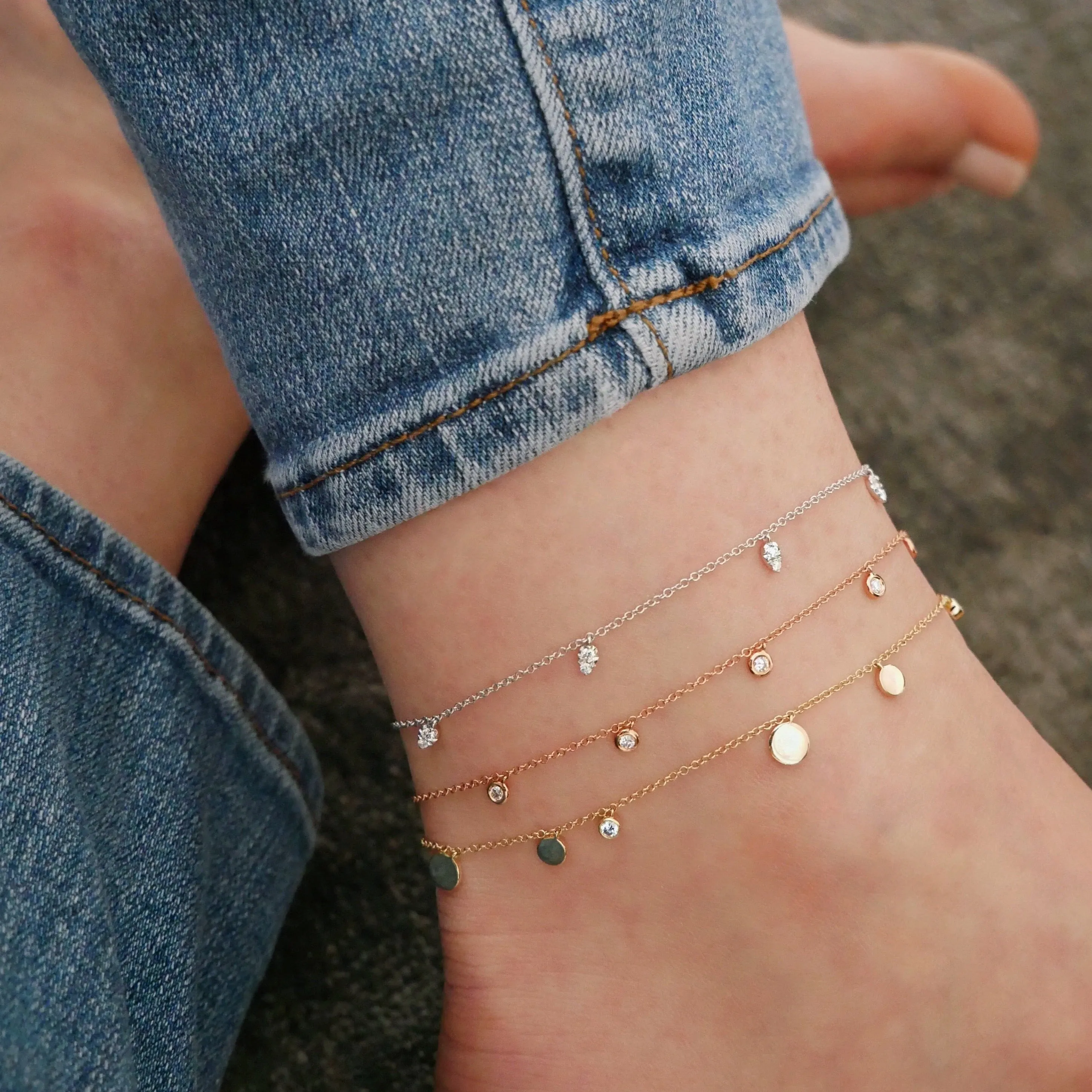 5 Diamond Mini Teardrop Chain Anklet