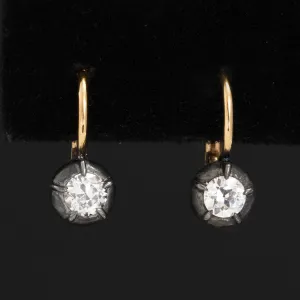.50ctw Old European Cut Diamond Collet Dormeuse Earrings