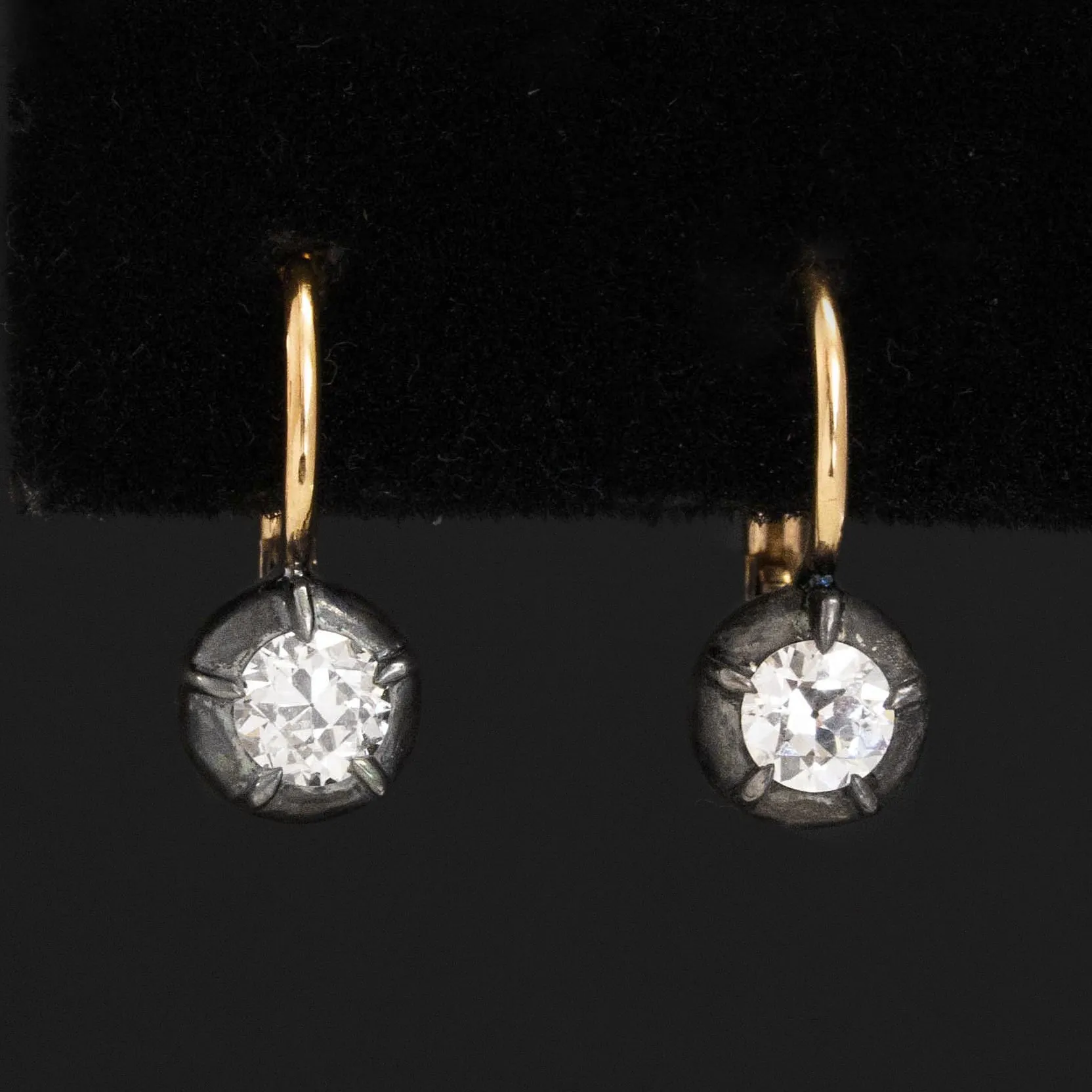 .50ctw Old European Cut Diamond Collet Dormeuse Earrings