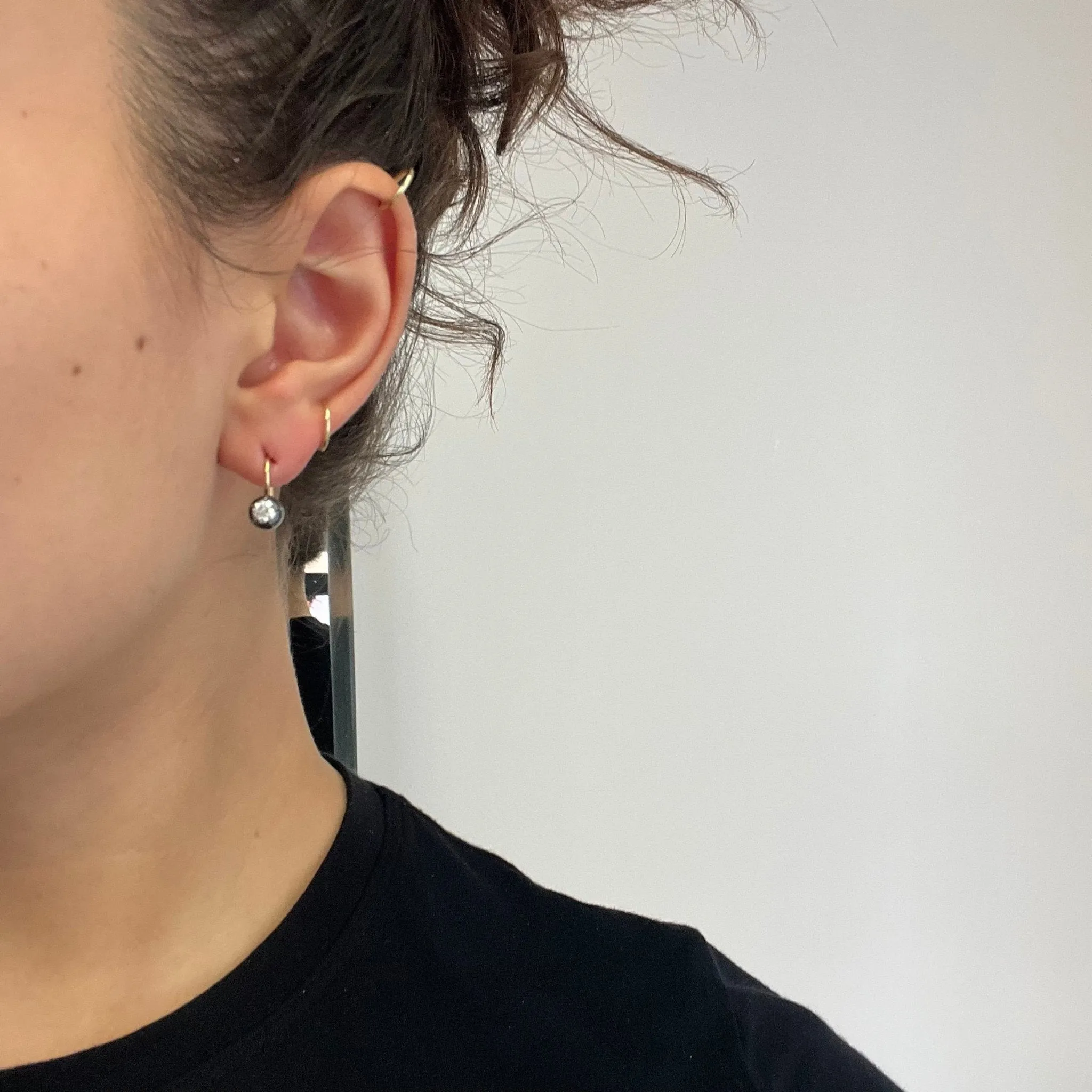 .50ctw Old European Cut Diamond Collet Dormeuse Earrings