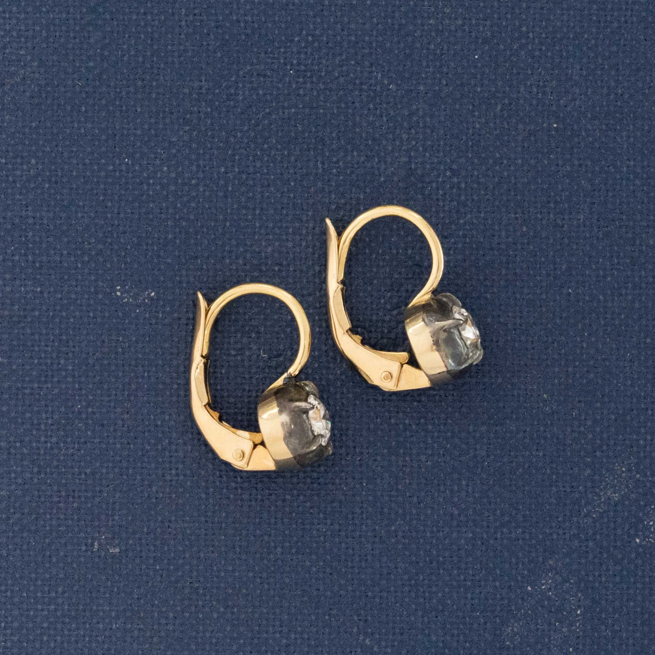 .50ctw Old European Cut Diamond Collet Dormeuse Earrings