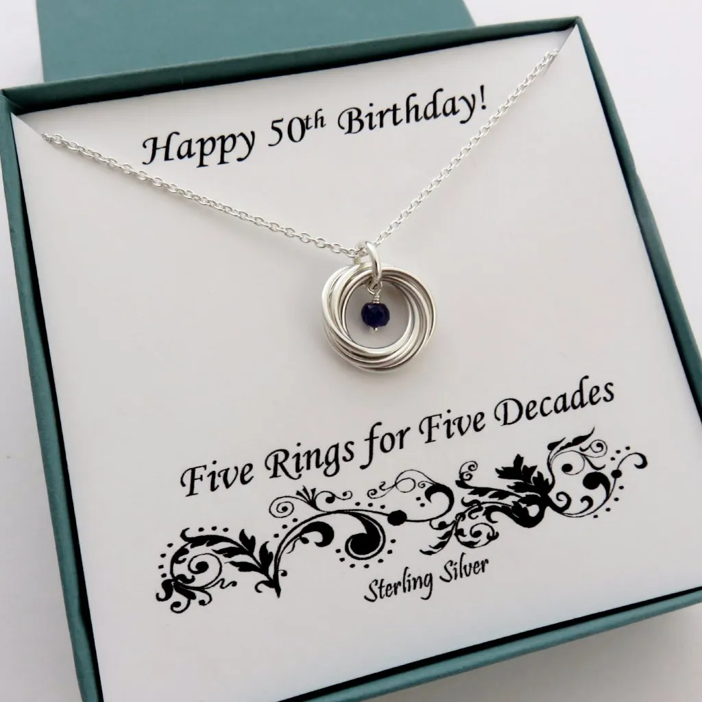 50th Birthday Gift for Women | Sterling Silver Birthstone Gift | 50th Birthday Gift for Her