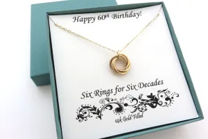 60th Birthday Necklace | Gold Filled Ring Necklace | 60th Birthday Gifts for Her