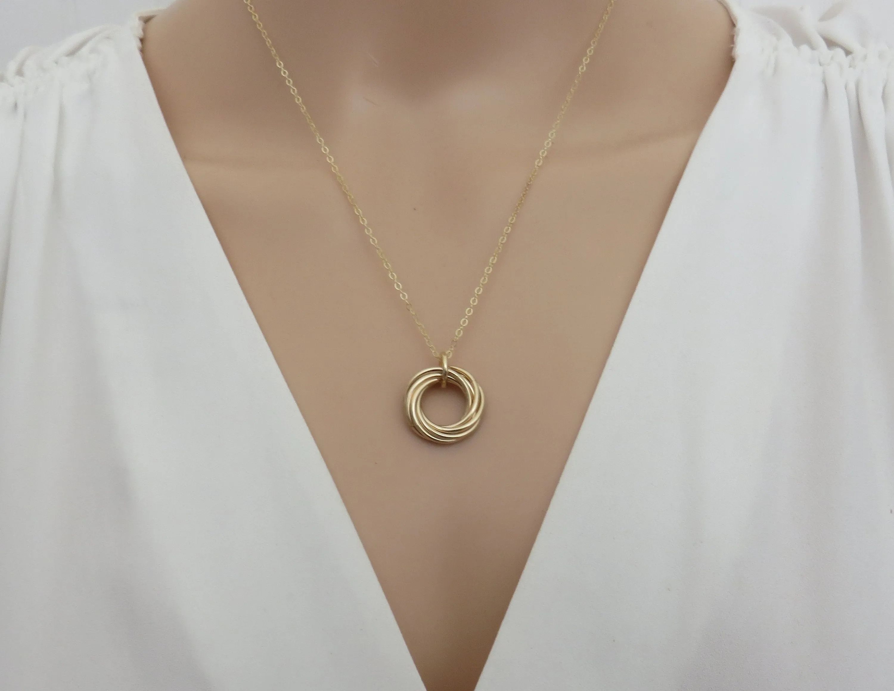 70th Birthday Gift for Women | Seven Gold Ring Necklace | 70th Birthday