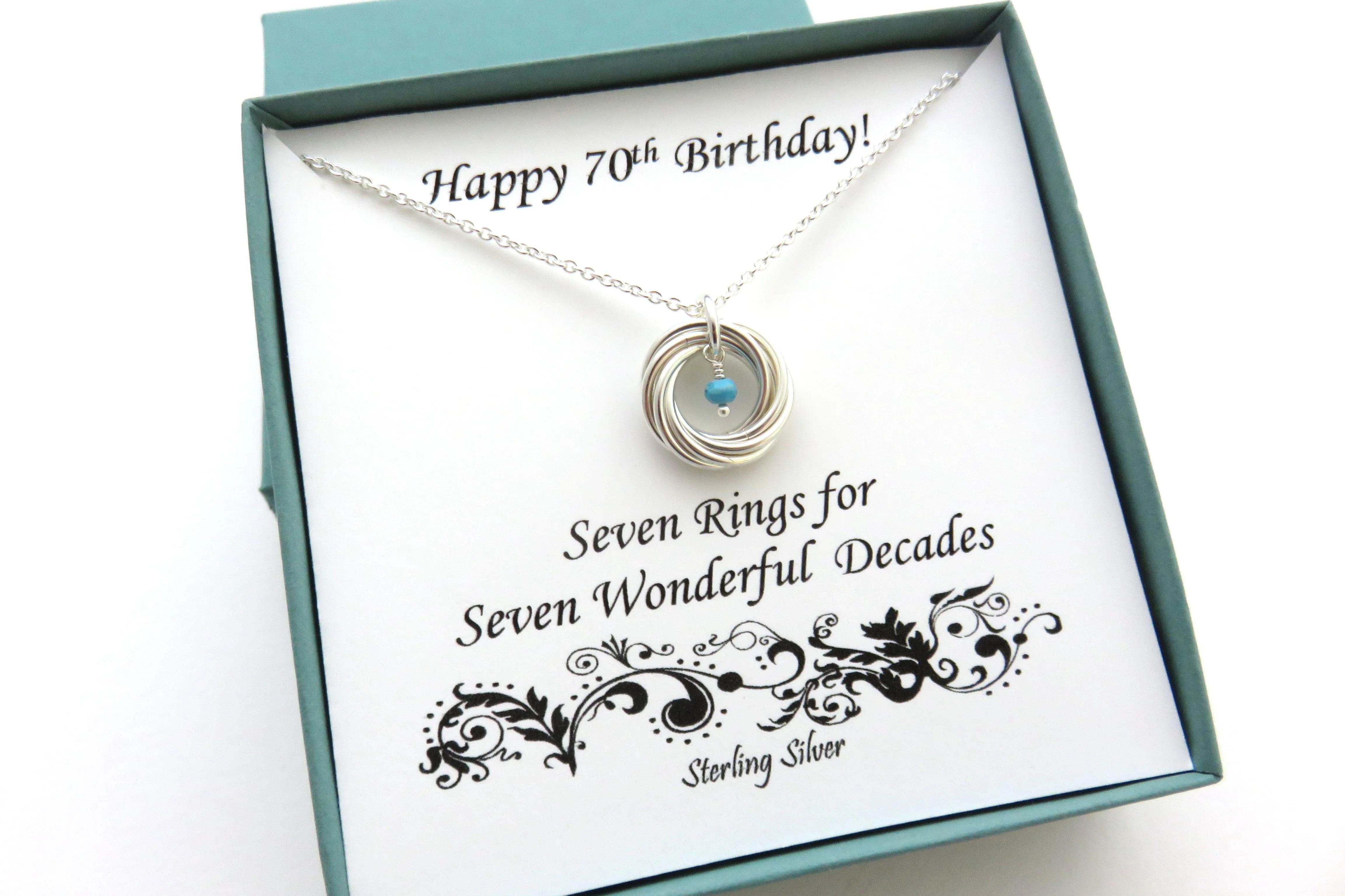 70th Birthday Necklace | Sterling Silver Birthstone Necklace | 70th Birthday Gifts