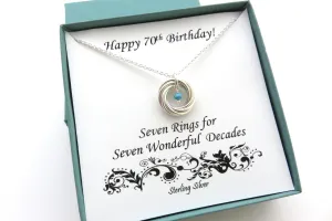 70th Birthday Necklace | Sterling Silver Birthstone Necklace | 70th Birthday Gifts