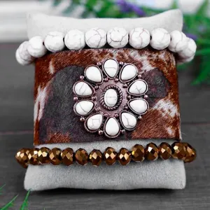 74704 - Turquoise Flower Stacked Bracelets