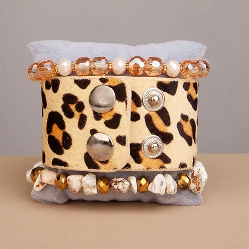 74707 - Stacked Bracelets - Ivory Leopard