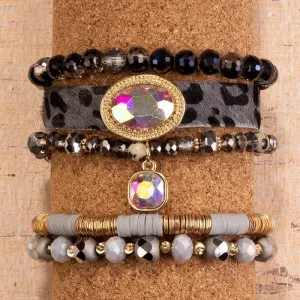 74727 - Stacked Animal Print Bracelet - Grey