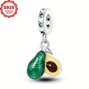 925 Silver Avocado Pendant for 3mm Bracelets & Anklets