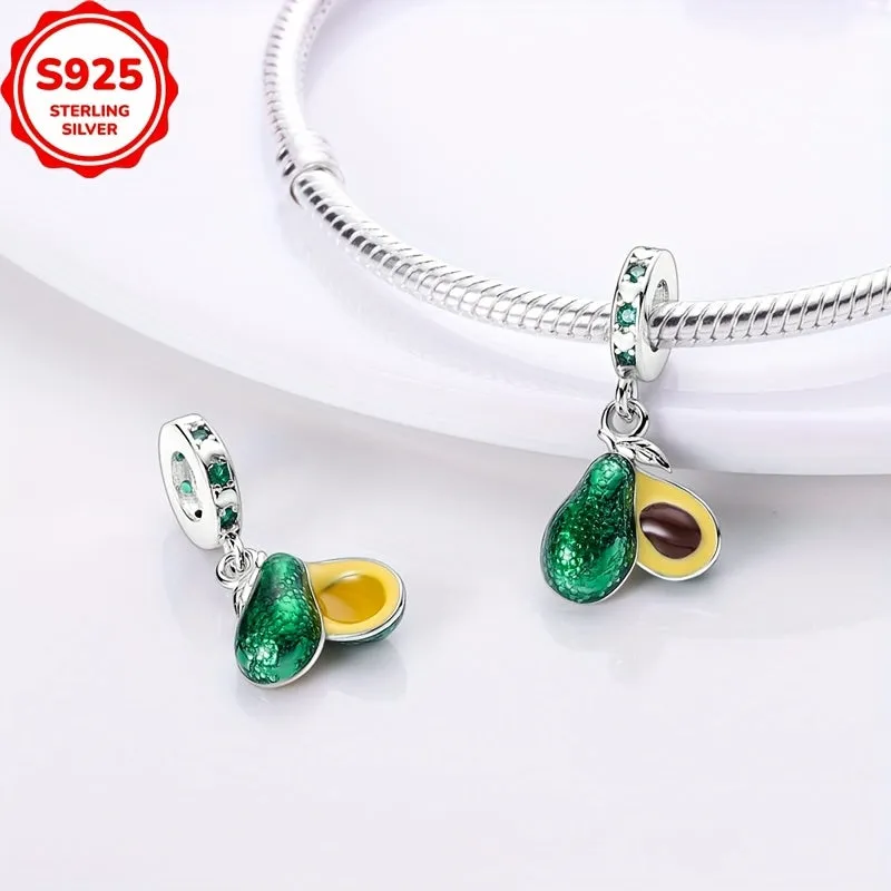 925 Silver Avocado Pendant for 3mm Bracelets & Anklets