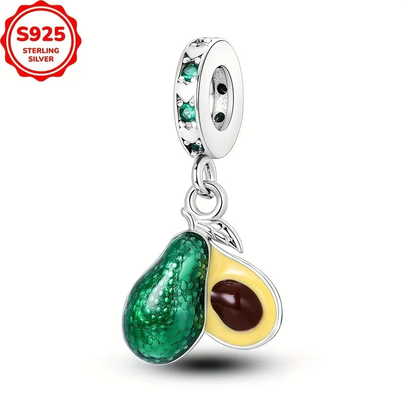 925 Silver Avocado Pendant for 3mm Bracelets & Anklets