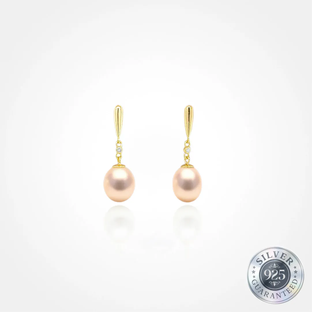 925 Silver Ember Drop Pearl Earring
