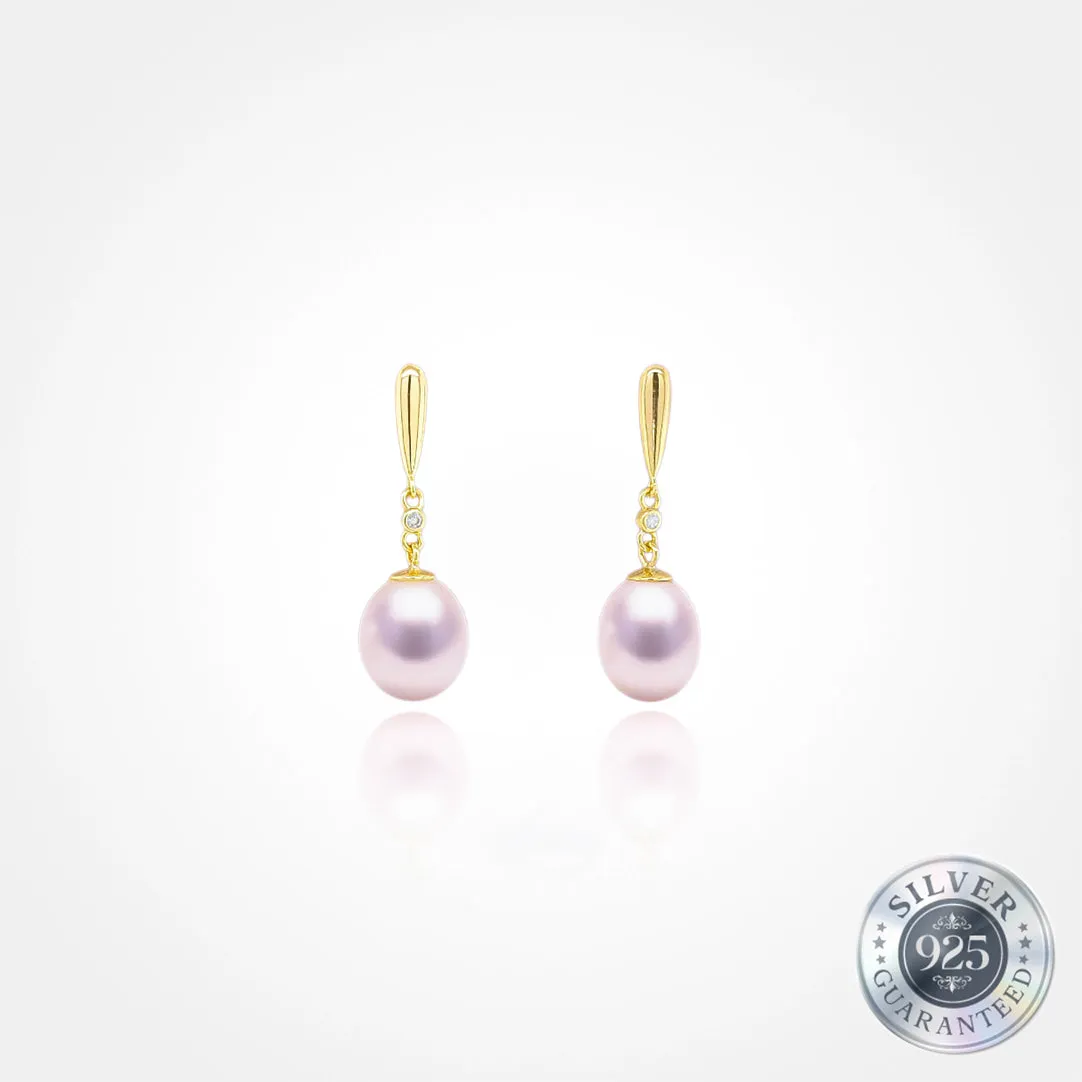 925 Silver Ember Drop Pearl Earring