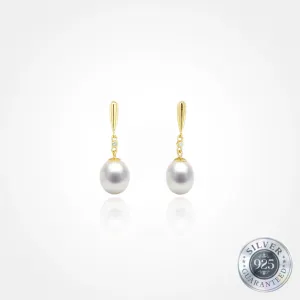 925 Silver Ember Drop Pearl Earring