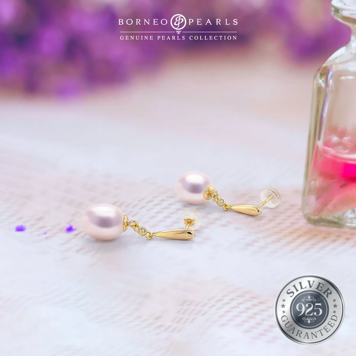 925 Silver Ember Drop Pearl Earring