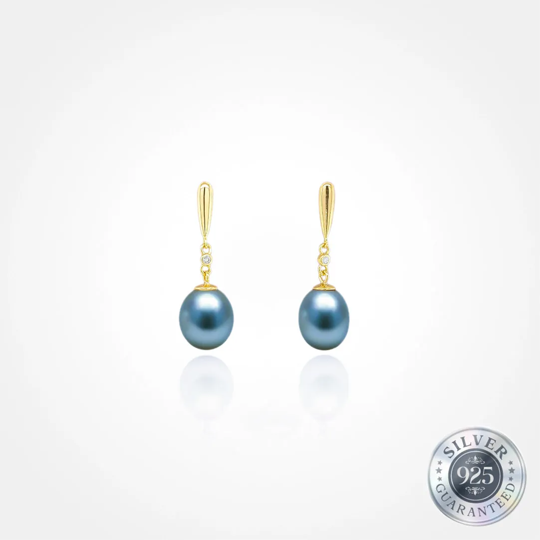925 Silver Ember Drop Pearl Earring