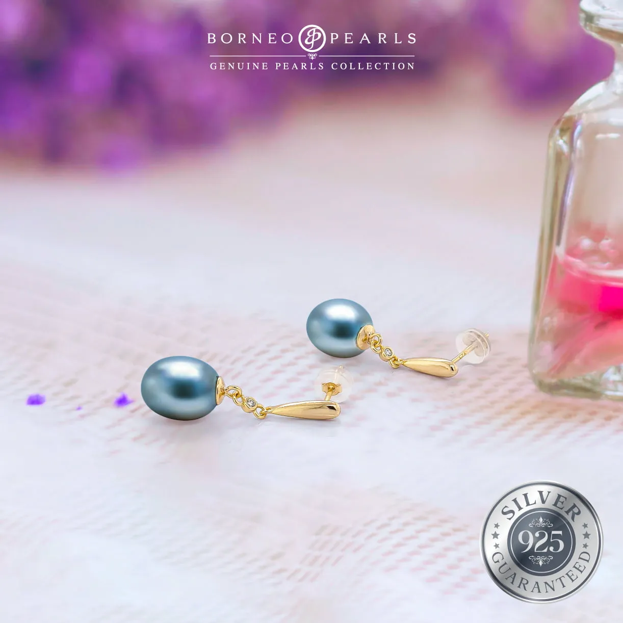 925 Silver Ember Drop Pearl Earring