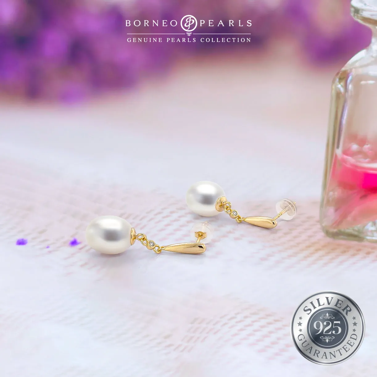 925 Silver Ember Drop Pearl Earring