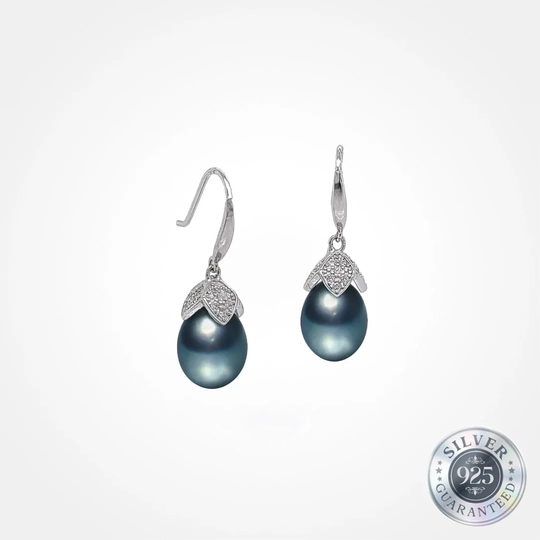 925 Silver Gemma Drop Pearl Earring