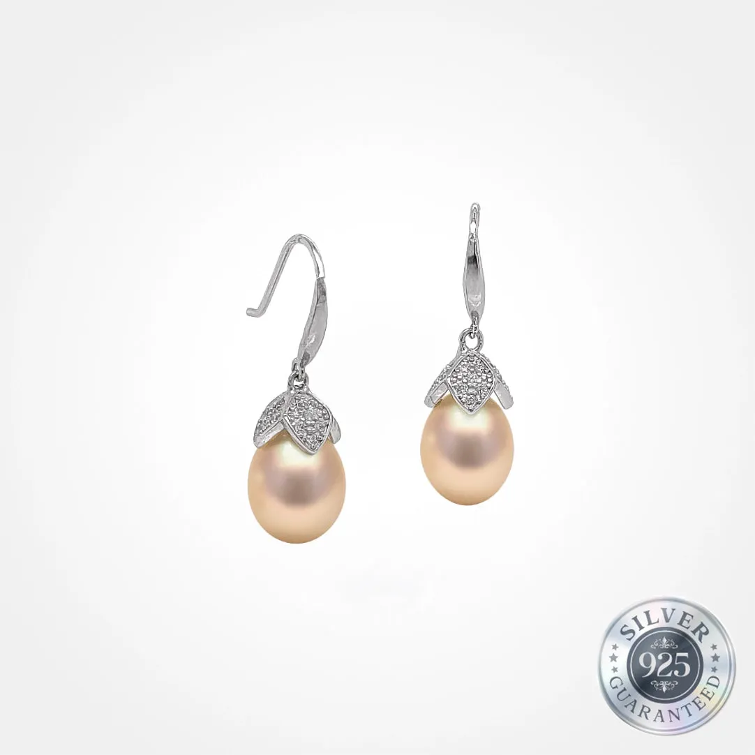 925 Silver Gemma Drop Pearl Earring