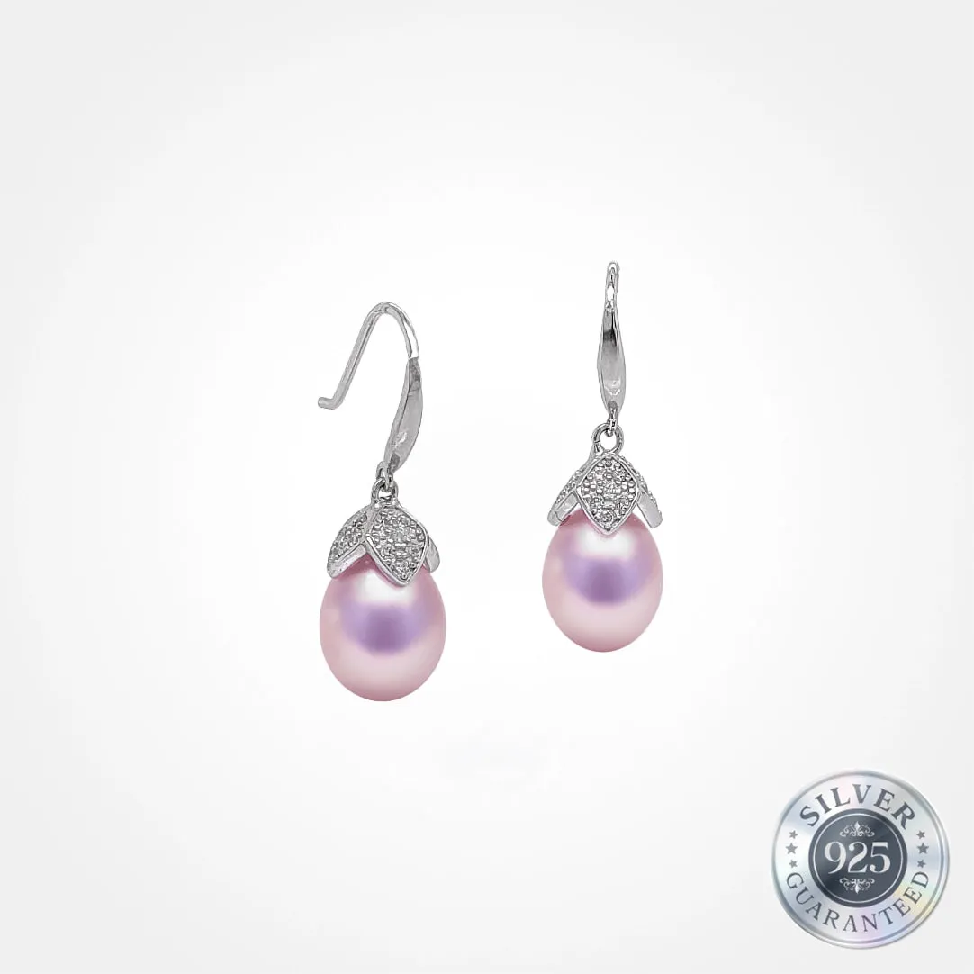 925 Silver Gemma Drop Pearl Earring