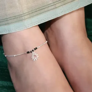 92.5 Single Sterling Silver sun flame anklet