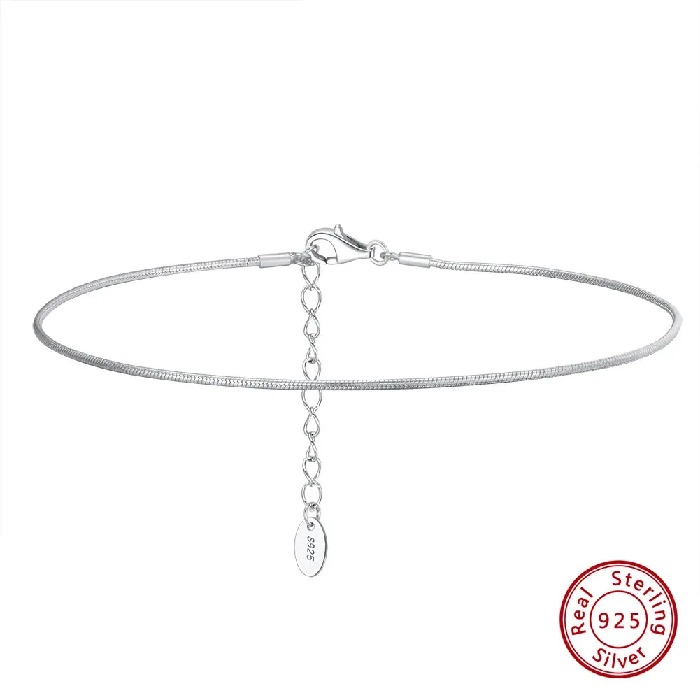 925 Sterling Silver 1.5mm Rope Chain Anklets for Women