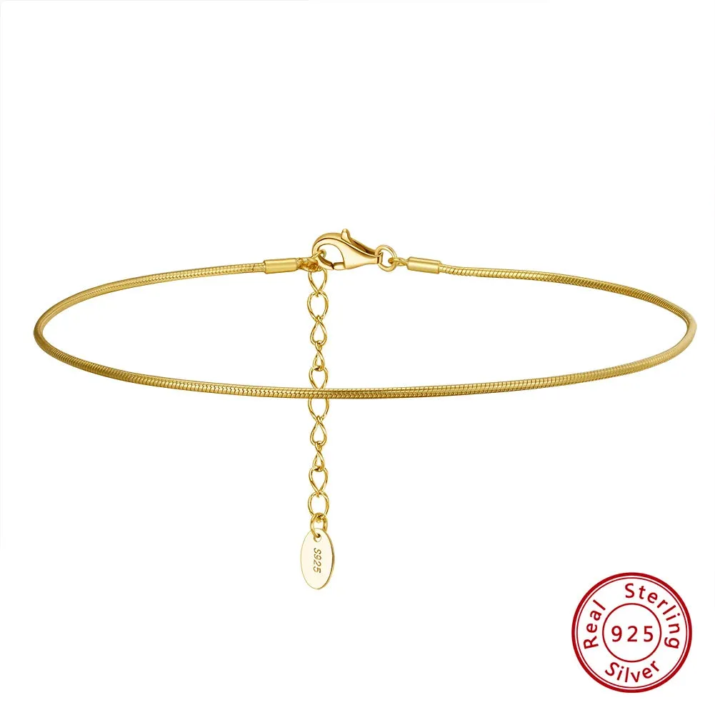 925 Sterling Silver 1.5mm Rope Chain Anklets for Women