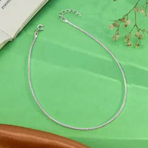 925 Sterling Silver Brick Chain Silver Anklet