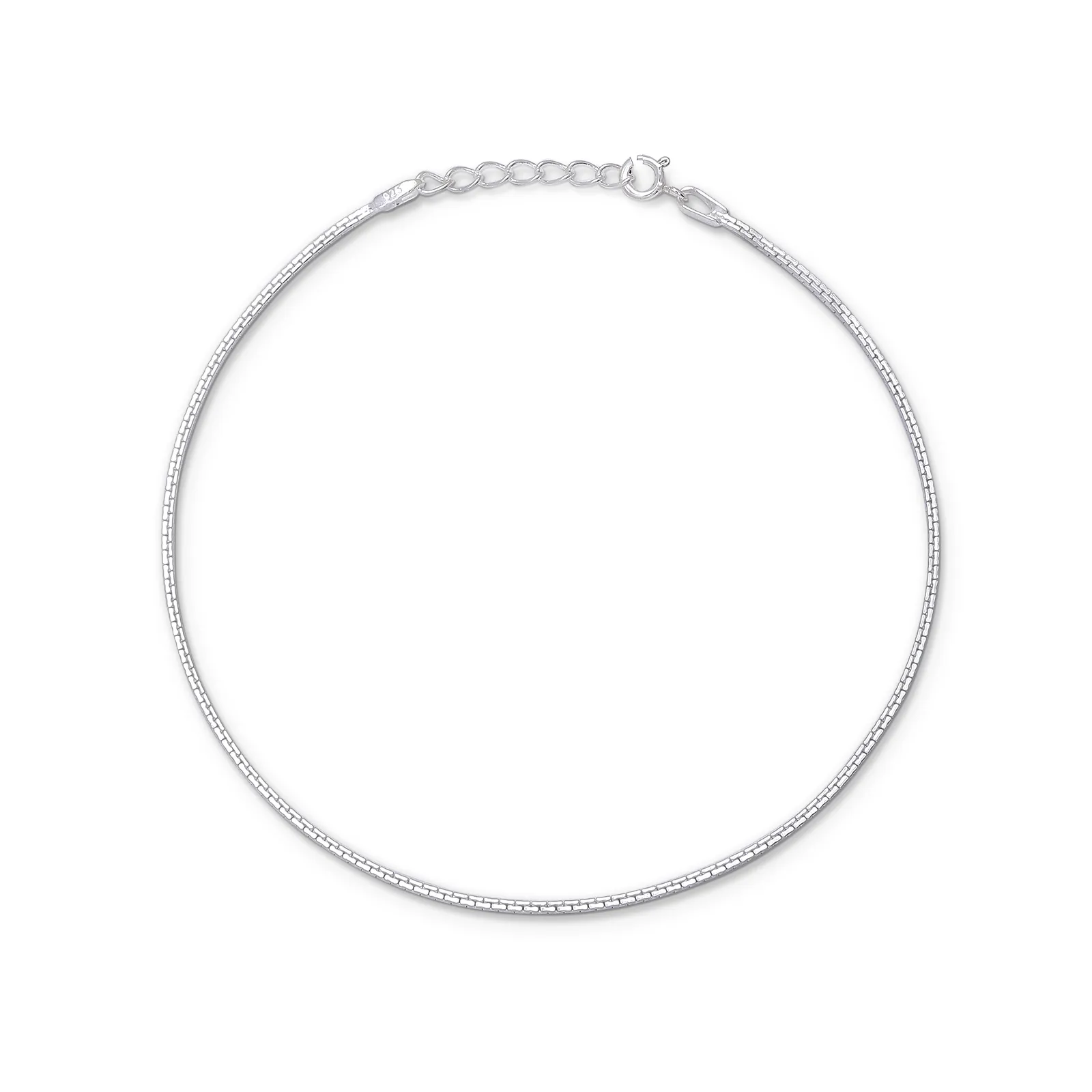 925 Sterling Silver Brick Chain Silver Anklet