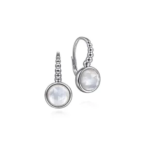 925 Sterling Silver Bujukan Rock Crystal and White Mother of Pearl Leverback Earrings